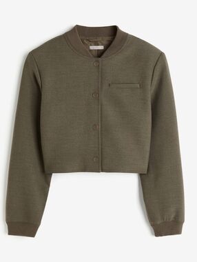 H&M Olive Cropped Bomber Jacket